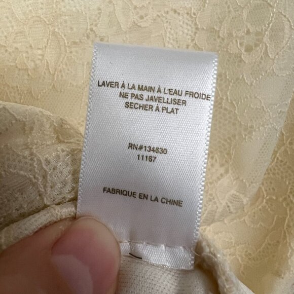 ANTHRO Sunday in Brooklyn Yellow Lace Cream Floral Appliques 3/4 Sleeve Top Sz S - Picture 13 of 14